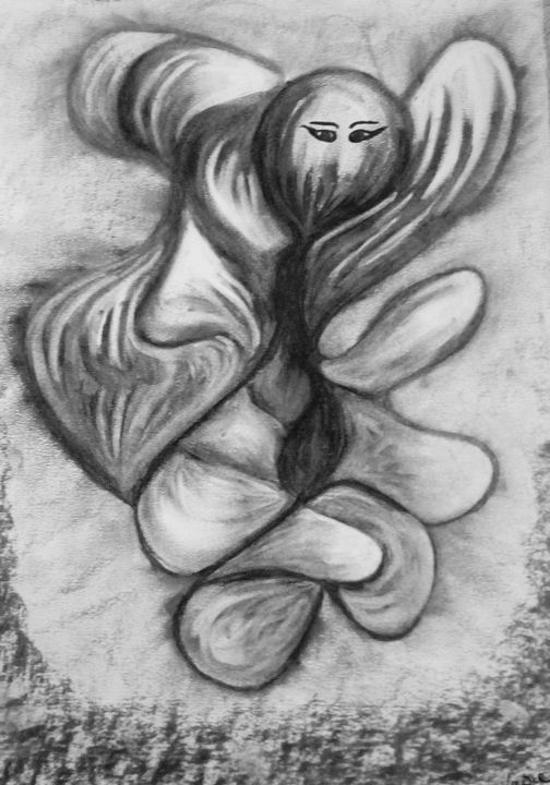 Drawing titled "Fantome" by Valerie Cipollina, Original Artwork, Charcoal