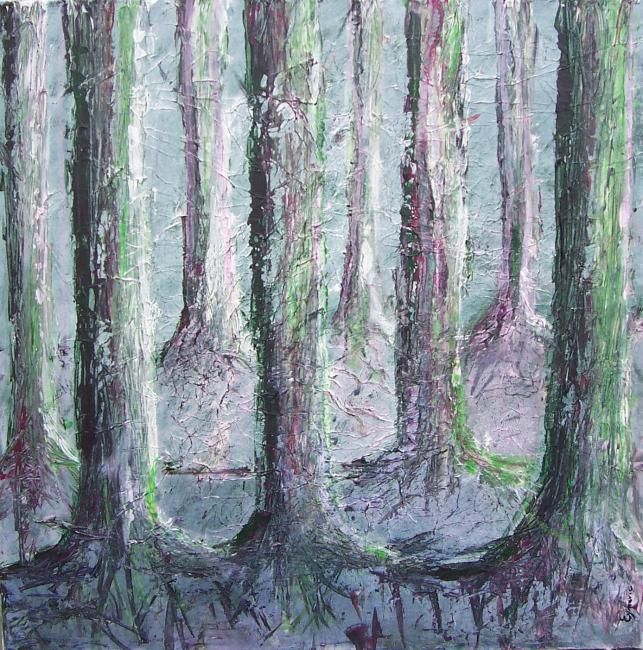 Peinture intitulée "Sous bois à l'enver…" par Valérie Eymeric, Œuvre d'art originale