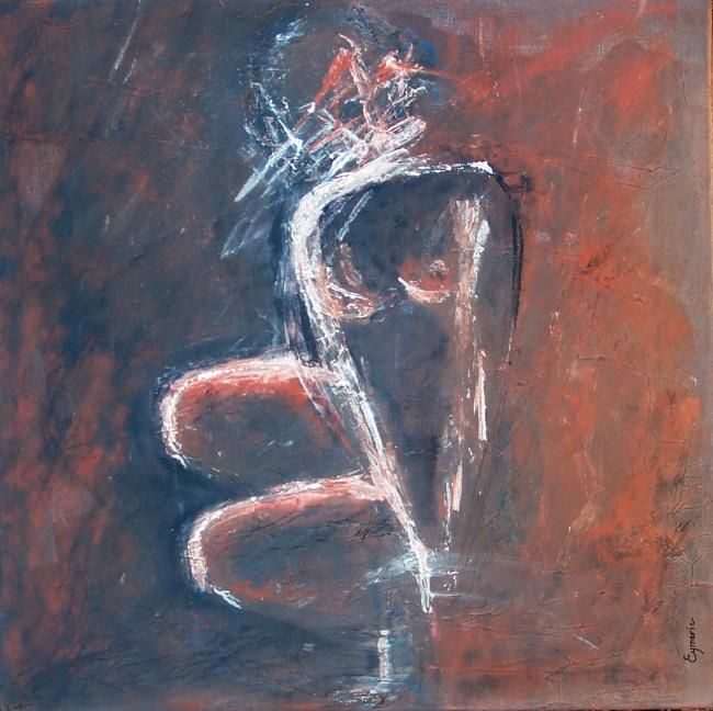 Peinture intitulée "Nu accroupi/ Tiré à…" par Valérie Eymeric, Œuvre d'art originale