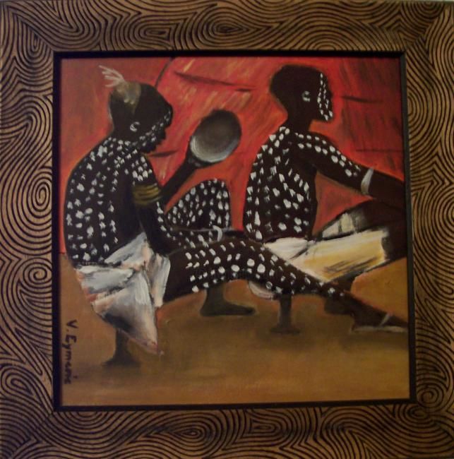 Peinture intitulée "Africains rouges" par Valérie Eymeric, Œuvre d'art originale