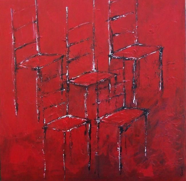 Peinture intitulée "5 chaises de jour,…" par Valérie Eymeric, Œuvre d'art originale