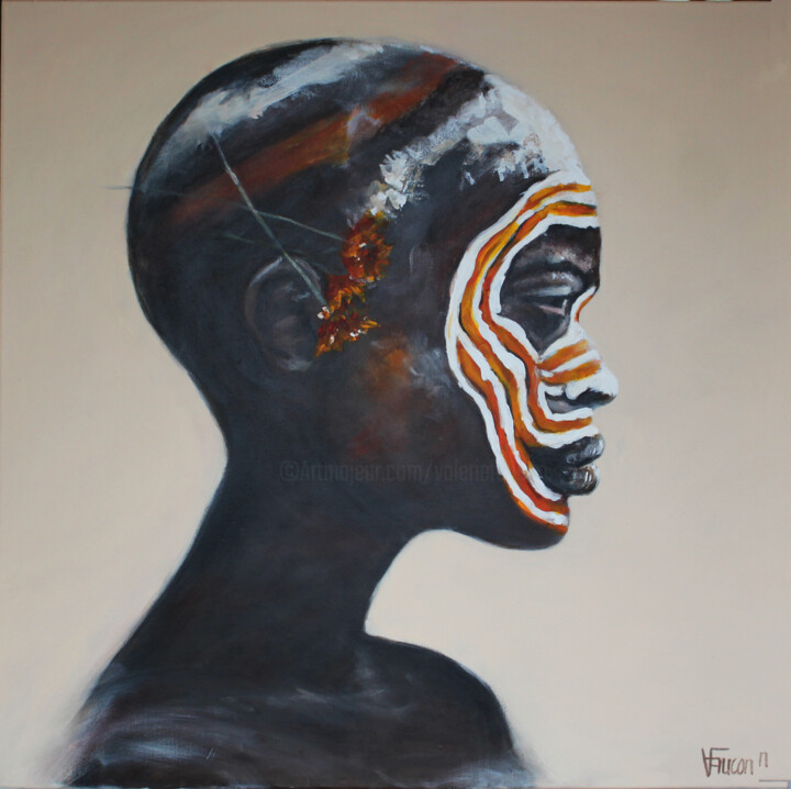 Peinture intitulée "peuple de l'omo" par Valérie Faucon, Œuvre d'art originale, Acrylique