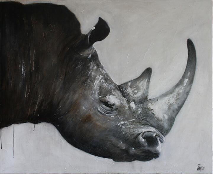 Peinture intitulée "Rhino 2" par Valérie Faucon, Œuvre d'art originale, Acrylique