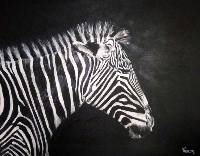 Peinture intitulée "zebre" par Valérie Faucon, Œuvre d'art originale, Acrylique