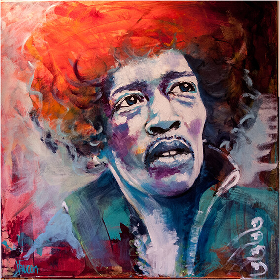 Peinture intitulée "jimmy-hendrix-1.jpg…" par Valérie Faucon, Œuvre d'art originale, Acrylique