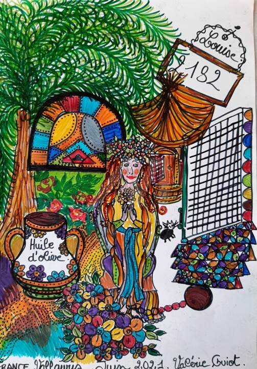 Drawing titled "Louise" by Valerie Guiot, Original Artwork, Marker