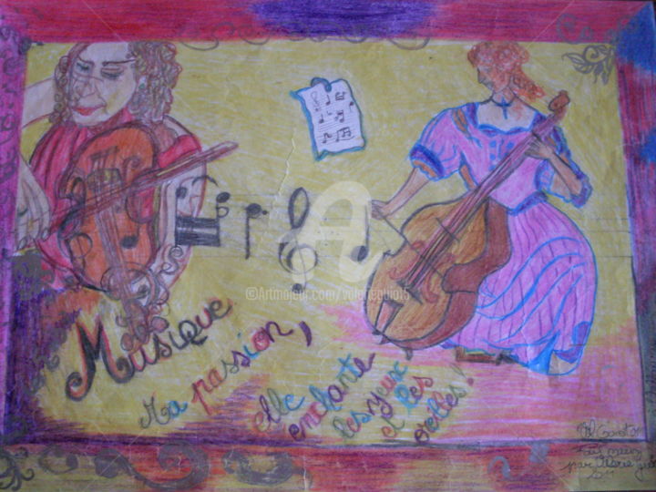 Disegno intitolato "Affiche Musique Pas…" da Valerie Guiot, Opera d'arte originale, Matita