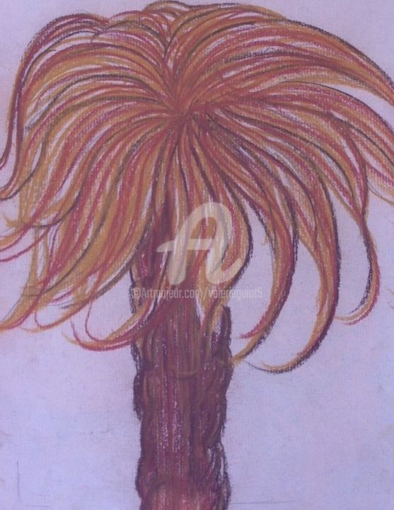 Dessin intitulée "PALMIER D'ANTIBES" par Valerie Guiot, Œuvre d'art originale, Pastel