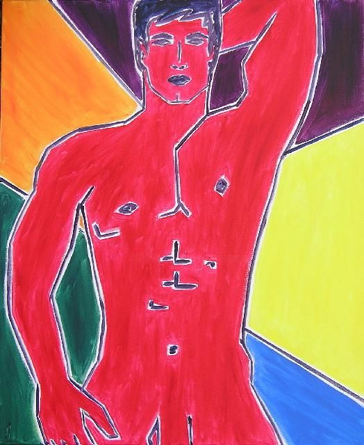 Painting titled "NU ARLEQUIN DEBOUT" by Valerie   Jouve, Original Artwork, Acrylic