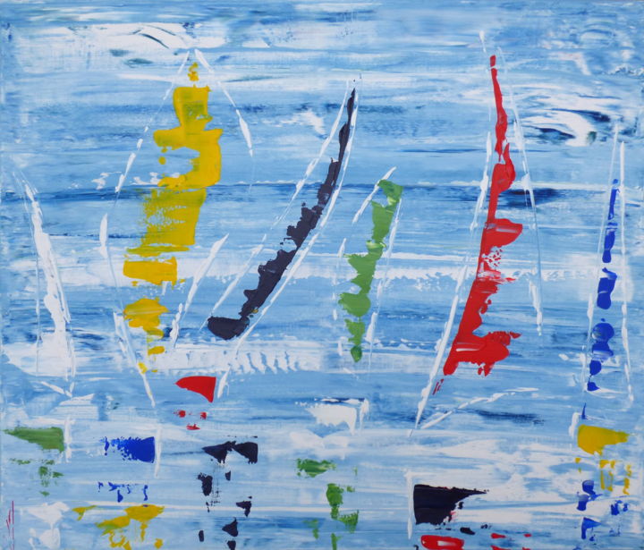 Painting titled "abstraction-de-rega…" by Valerie   Jouve, Original Artwork, Acrylic