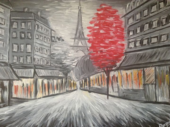 Painting titled "Paris by night" by Bayan Art Gallery, Original Artwork, Acrylic