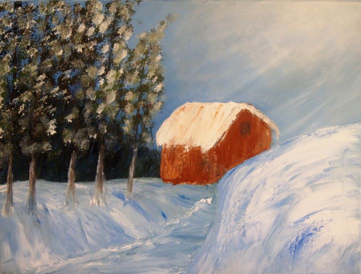 Peinture intitulée "paysage enneigé" par Valérie Rebourg, Œuvre d'art originale, Acrylique