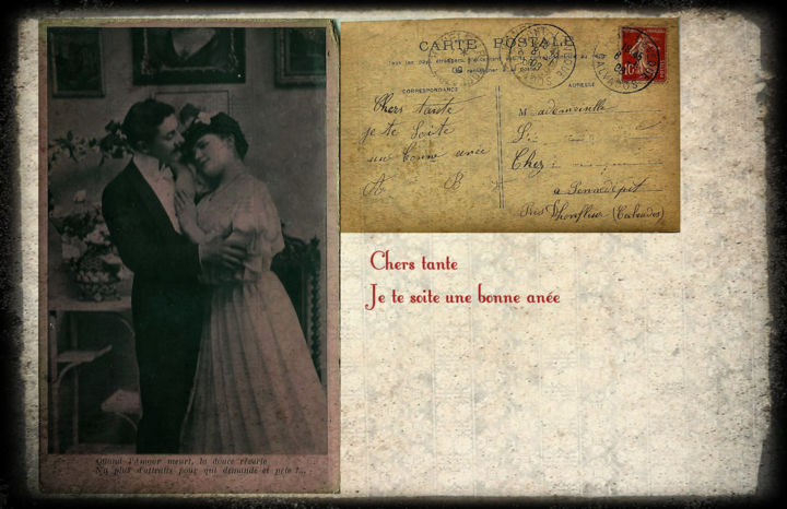 Arts numériques intitulée "Carte de voeux 1908" par Valérie Rebourg, Œuvre d'art originale, Photo montage