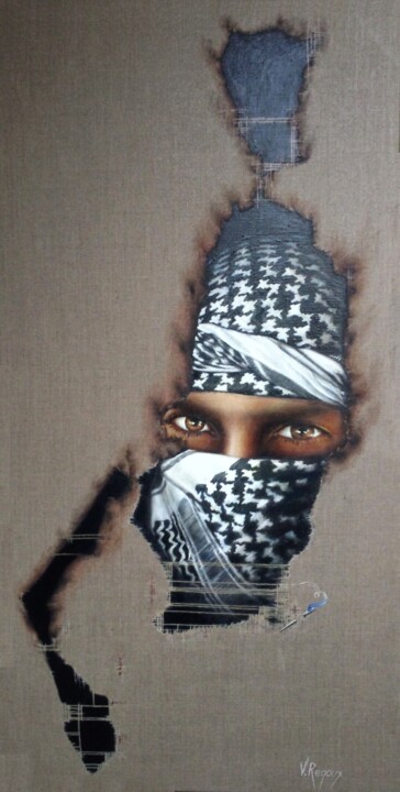 Peinture intitulée "Palestine" par Valérie Renoux, Œuvre d'art originale, Huile Monté sur Châssis en bois