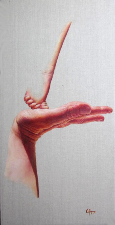 Картина под названием ""La Parentalité"" - Valérie Renoux, Подлинное произведение искусства, Масло Установлен на Деревянная…