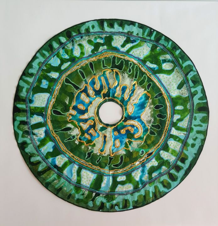 Art textile intitulée "cercle 1" par Valérie Thévenot, Œuvre d'art originale