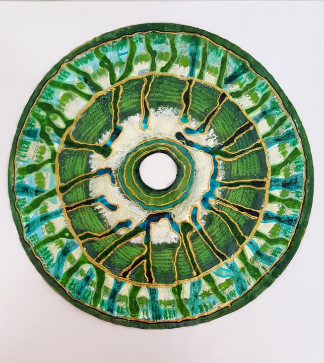 Sztuka tkaniny zatytułowany „cercle 2” autorstwa Valérie Thévenot, Oryginalna praca