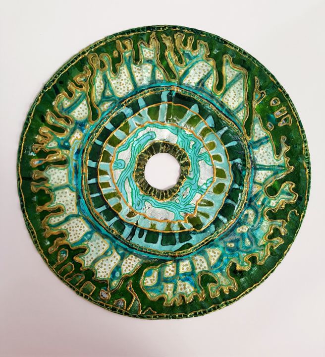 Art textile intitulée "cercle 4" par Valérie Thévenot, Œuvre d'art originale
