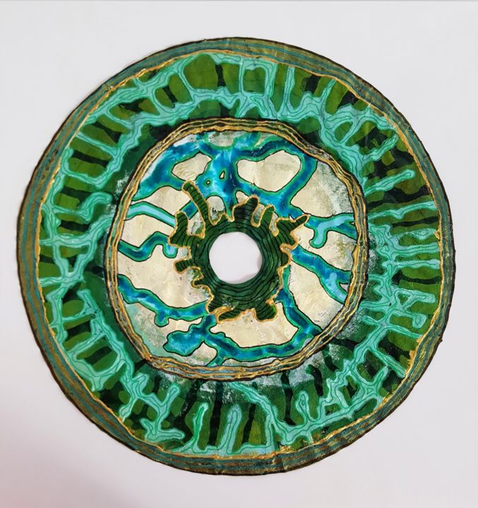 Art textile intitulée "cercle 5" par Valérie Thévenot, Œuvre d'art originale,