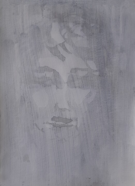 Drawing titled "faces effacée 2" by Valérie Thévenot, Original Artwork, Gouache