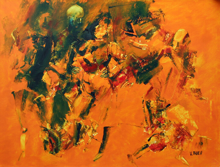 Pittura intitolato "conflit.jpg" da Valerii Buev, Opera d'arte originale, Olio