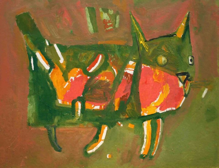 Peinture intitulée "chat" par Valerii Buev, Œuvre d'art originale, Huile