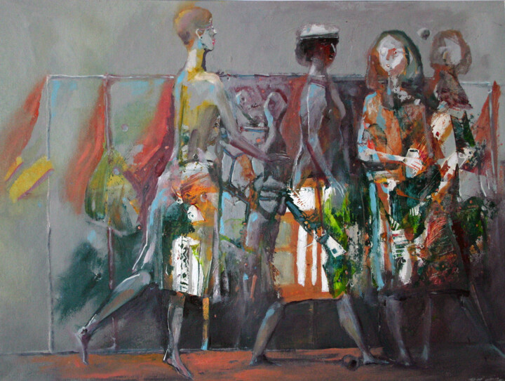 Painting titled "femmes-5" by Valerii Buev, Original Artwork, Oil