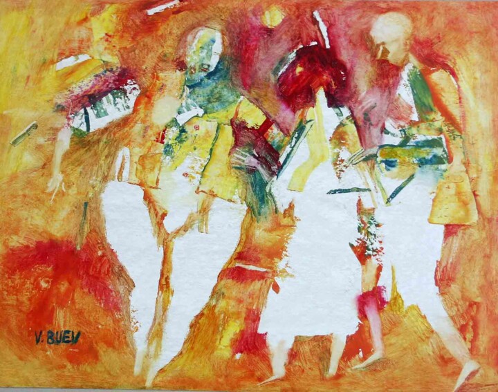 Pintura intitulada "composition-figurat…" por Valerii Buev, Obras de arte originais, Óleo