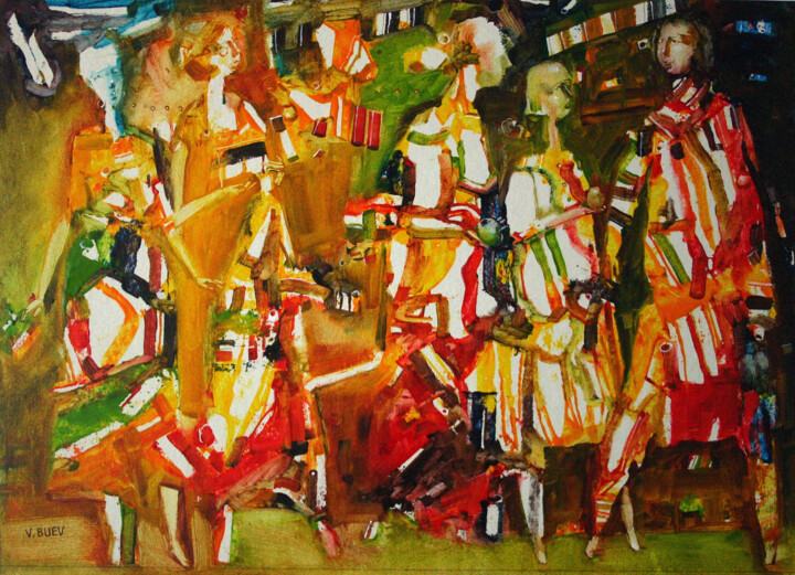 Картина под названием "composition-figurat…" - Валерий Буев, Подлинное произведение искусства, Масло
