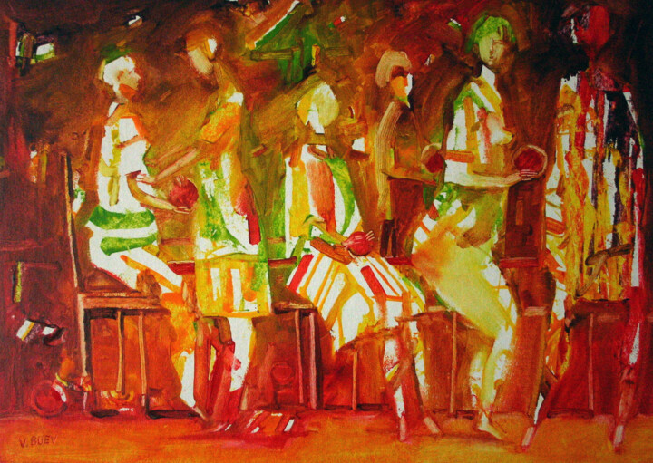 Pittura intitolato "composition-figurat…" da Valerii Buev, Opera d'arte originale, Olio