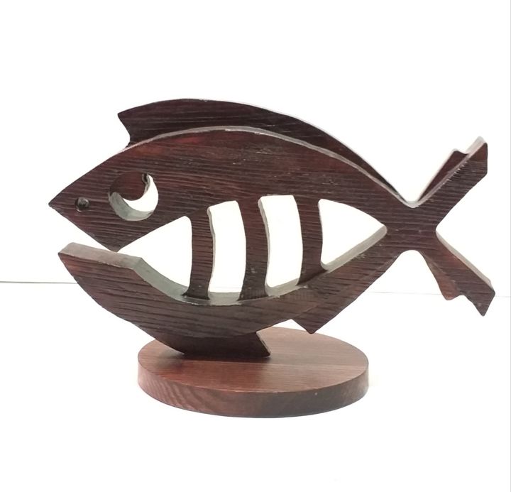 Sculpture titled "Рыба в рыбе." by Валерий Ляхов, Original Art, Wood
