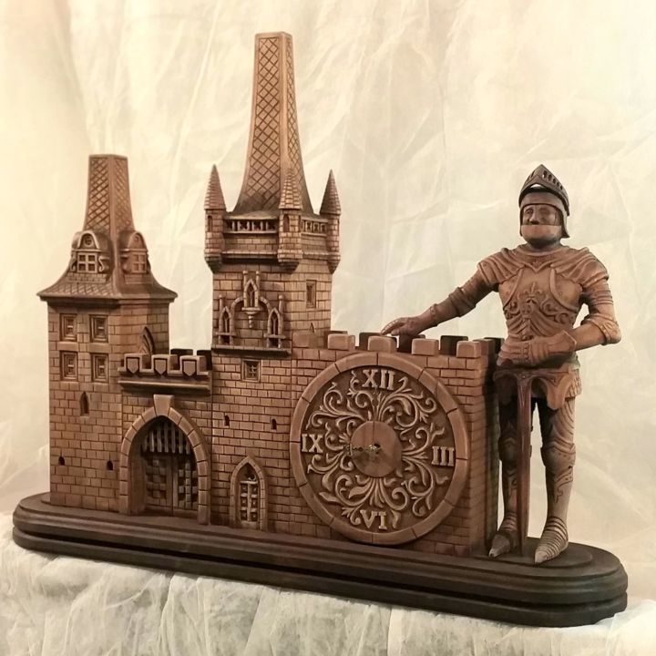Sculpture titled "Часы"Praha"" by Валерий Ляхов, Original Art, Wood