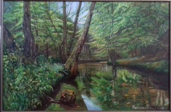 Malerei mit dem Titel "Парк_тишина" von Valerii Radzikhovskyi, Original-Kunstwerk, Öl