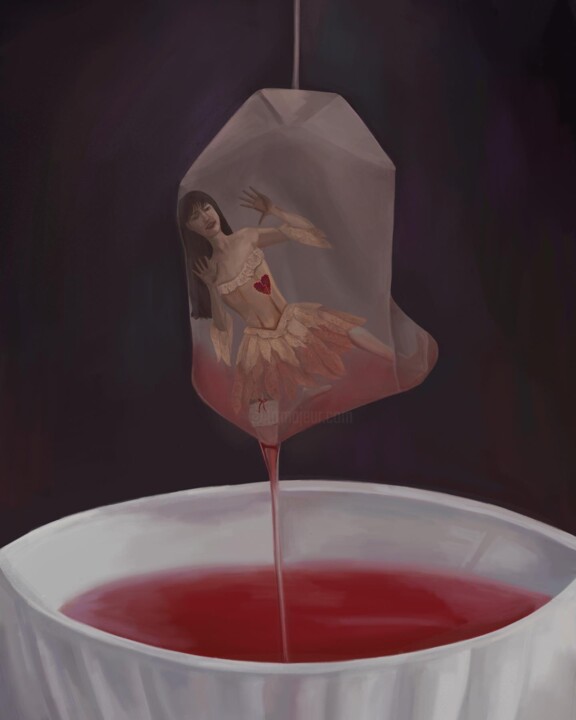 Painting titled "Special tea" by Valeriia Tyshchenko, Original Artwork, Digital Painting