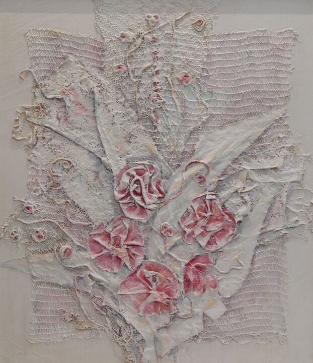 Textile Art με τίτλο ""Букет для невесты"" από Валерий Степаненко, Αυθεντικά έργα τέχνης, Ακρυλικό Τοποθετήθηκε στο Ξύλινο φ…