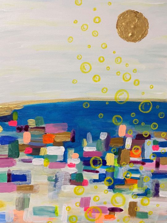 Malerei mit dem Titel "Strandblase" von Valerijana Krasniqi, Original-Kunstwerk, Acryl