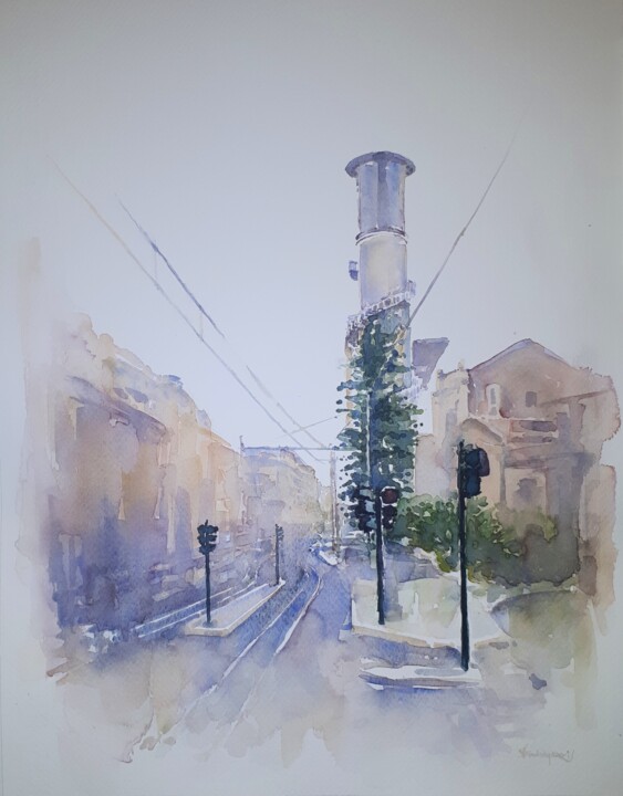 Painting titled ""Torre - Serbatoio…" by Valerio Scarapazzi, Original Artwork