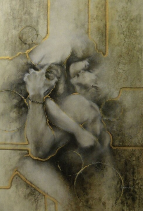 Pittura intitolato "studio di abbraccio…" da Valerio Scarapazzi, Opera d'arte originale