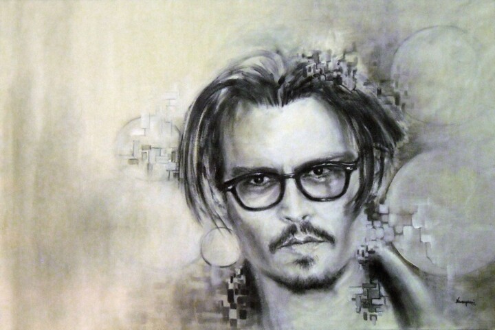 Pittura intitolato ""Mr Johnny Depp"" da Valerio Scarapazzi, Opera d'arte originale