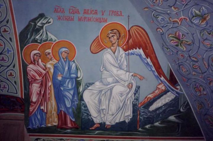 Peinture intitulée "L'ange au tombeau" par Valeriu Berega, Œuvre d'art originale