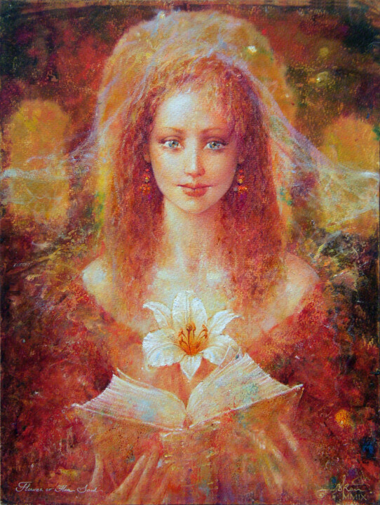 Painting titled "Flower of Her Soul" by Valeriy Kot, Original Artwork, Oil