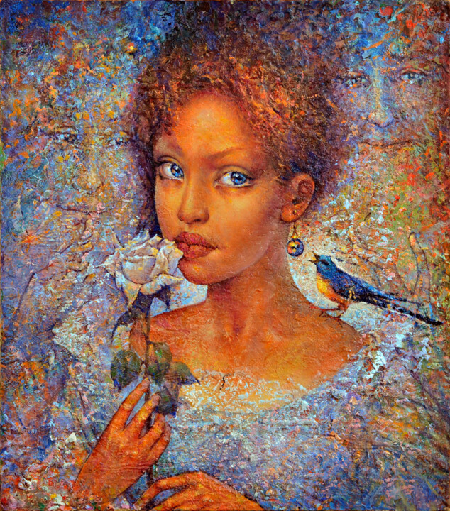 Schilderij getiteld "Anima della Rosa In…" door Valeriy Kot, Origineel Kunstwerk, Olie