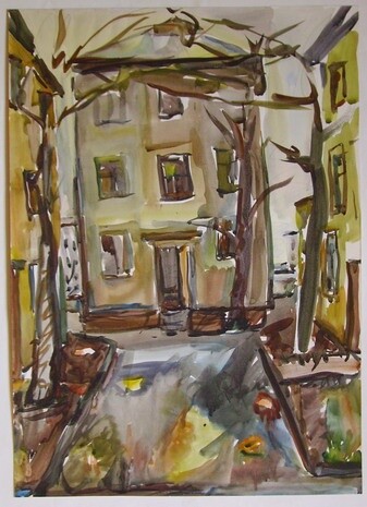 Painting titled "immeubles" by Valériy Mishchenko, Original Artwork, Oil
