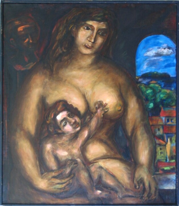 Peinture intitulée "mère" par Valériy Mishchenko, Œuvre d'art originale, Huile