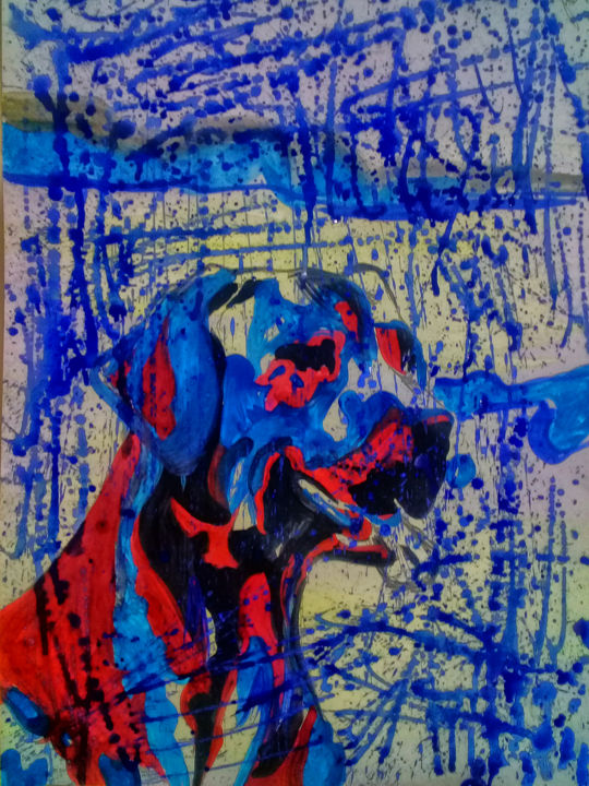 Картина под названием "Родезийский Риджбек…" - Valeriya Myasnickova, Подлинное произведение искусства, Гуашь