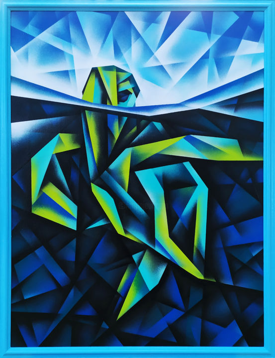 Картина под названием "Getting higher desp…" - Valeriy Chaykin, Подлинное произведение искусства, Рисунок распылителем краски