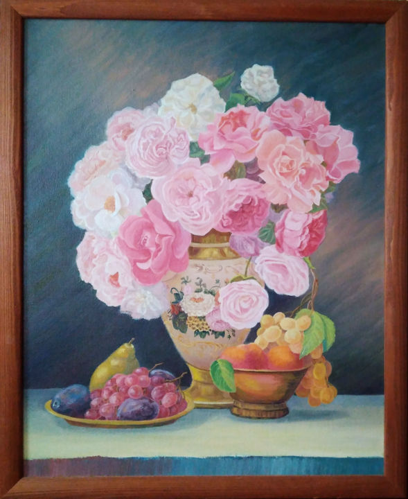 Peinture intitulée "Натюрморт, букет цв…" par Valeria Art Gallery, Œuvre d'art originale, Huile