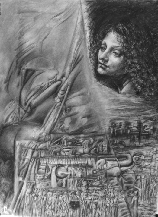 Painting titled "angwud" by Valery Barouh, Original Artwork, Charcoal