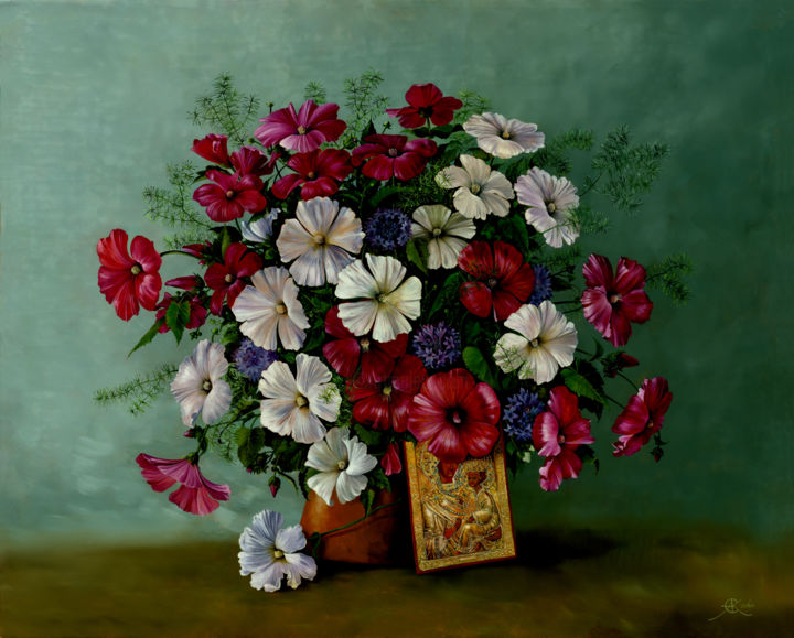 Painting titled "Flowers 2" by Sergey Azarnov, Original Artwork