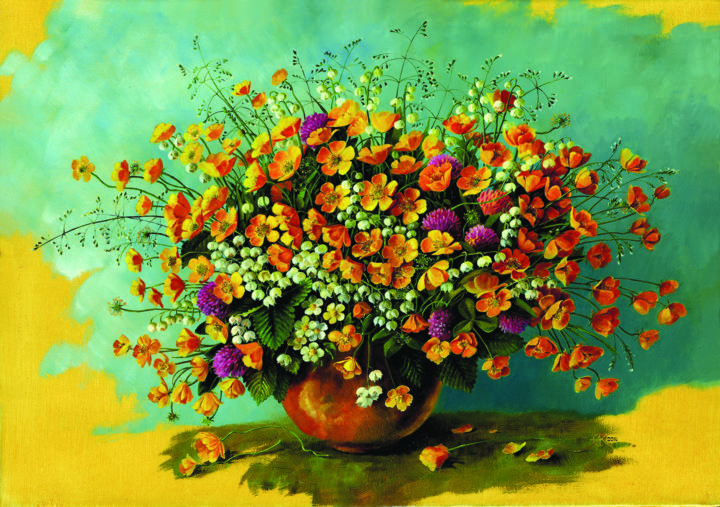 Painting titled "Flowers 3" by Sergey Azarnov, Original Artwork